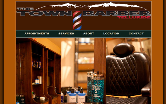 The Town Barber, Telluride Colorado, designed and built by Tricycle Web Design